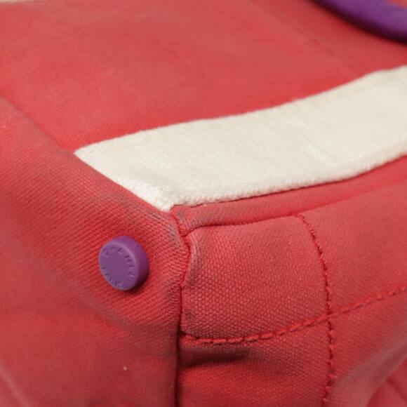 CHANEL Choco Bar Tote Bag Canvas Red Gold CC - Picture 15 of 16